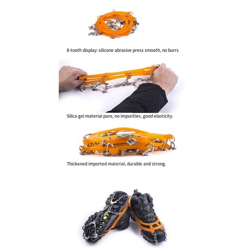 HOT-Crampons Stainless Steel Anti-Skid Ski Claws Mud Ice And Snow Anti-Skid Shoe Covers Mountaineering Anti-Skid Shoe Chains 5