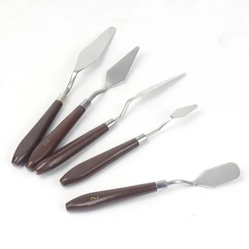 Oil Painting Scraper Palette Knife Fine Acrylic Gouache Paint Spatula Pick Color Mixing Tools School Art Supplies 5Pcs/Set