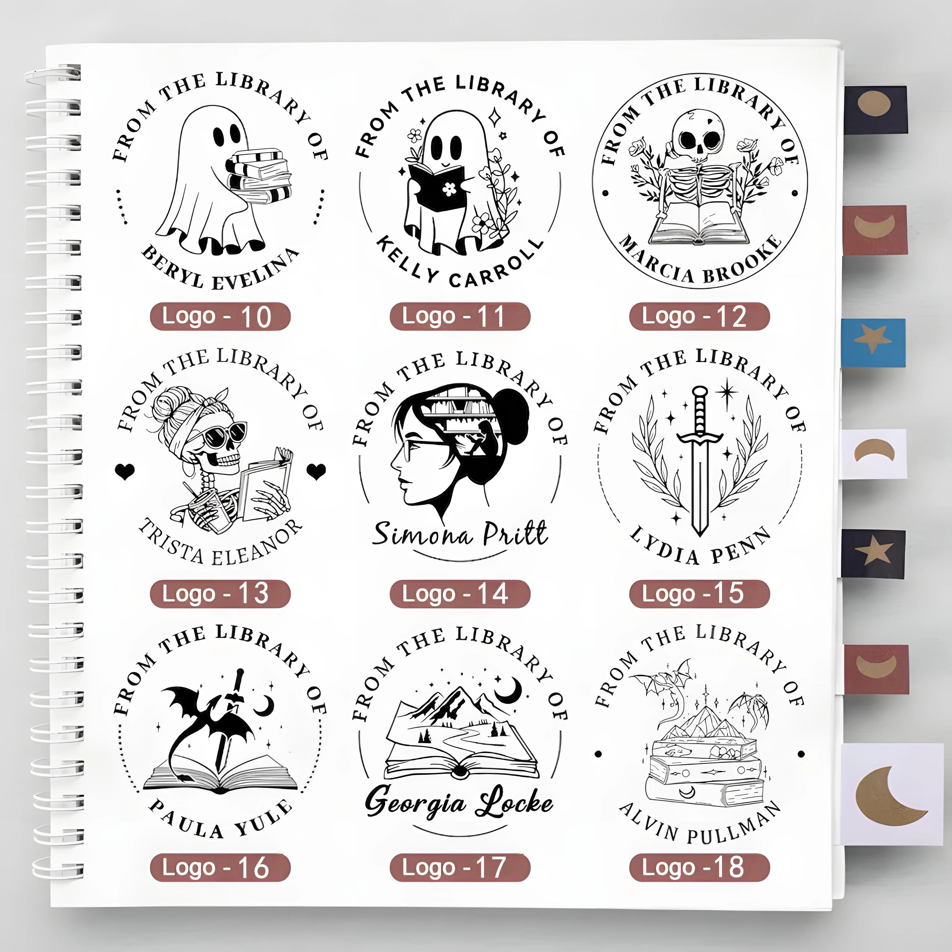 Customized Embosser Personalized Book Stamps Custom Logo Design Ghost Book and Tea Pattern Embosser Seal for Party Invitation