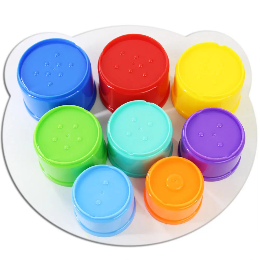Stacking Tower Intelligence Fun Rainbow Stacking Ring Tower 8pcs Early Educational Toy For Toddlers Kids Christmas Birthday Gift