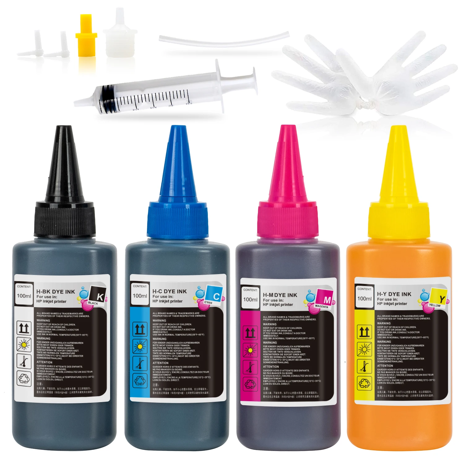 ערכת מילוי דיו דיו אוניברסלית למדפסות HP עבור כל מחסניות הדיו ומיכל הדיו עבור 305xl 304xl 302xl 950xl 952xl ועוד