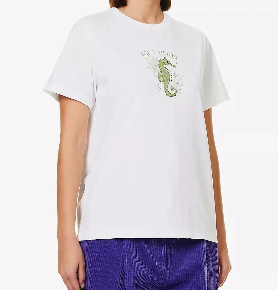 

Женская винтажная хлопковая футболка с коротким рукавом, круглым вырезом и принтом