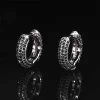 925 Silver Iced Black Color Moissanite Hoop Earrings 3 Rows Hiphop Women Diamond Circle Huggie Earrings Pass Tester Wholesale 1