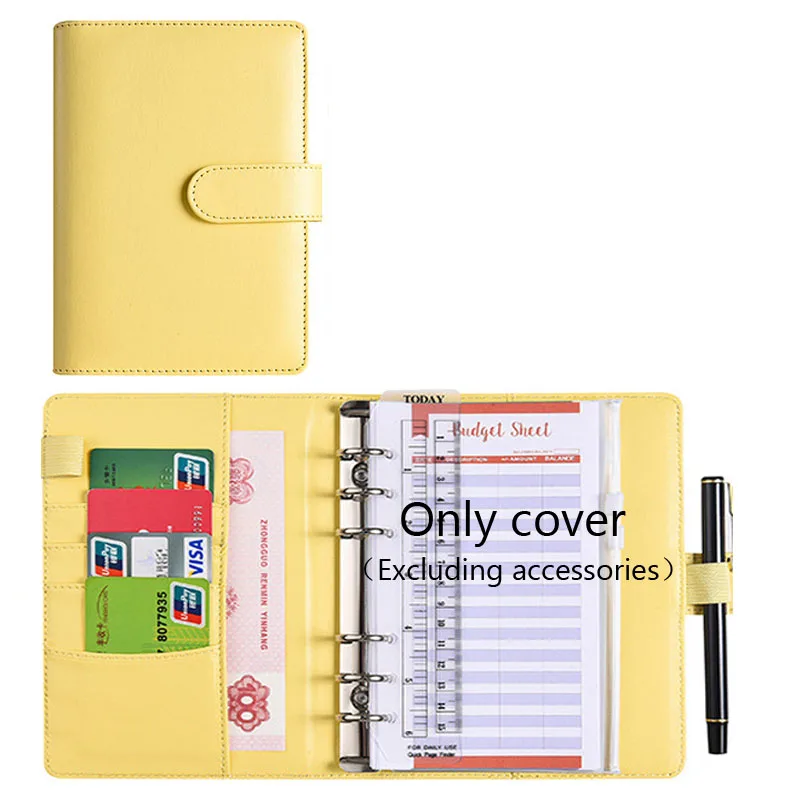 Deluxe PU Leather Budget Planner Binder with Cash Envelopes and Storage Pockets