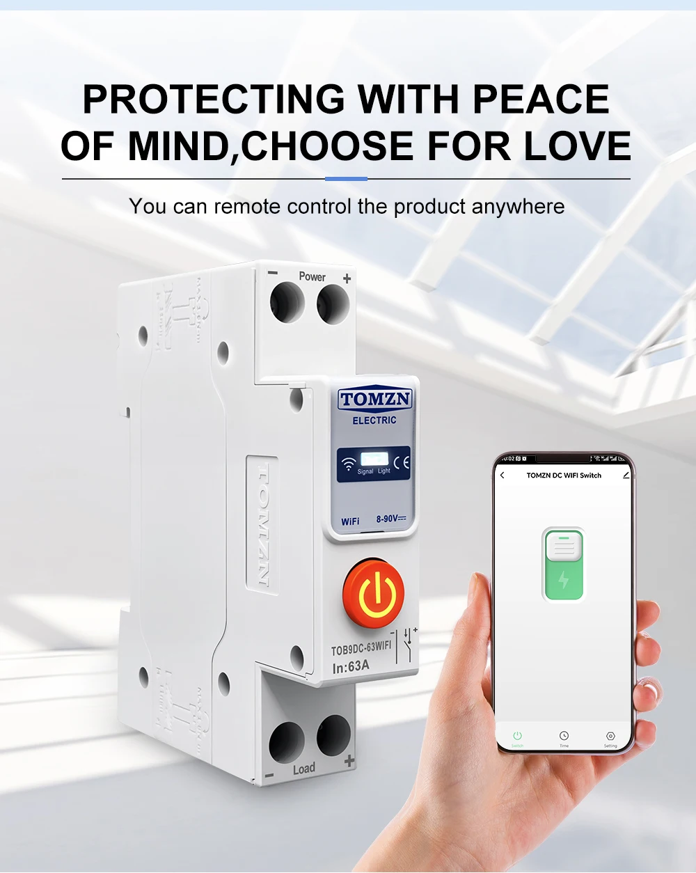 TOB9DC 8-90V DC 1-63A WIFI Smart Circuit Breaker TUYA Smart life Led control swi