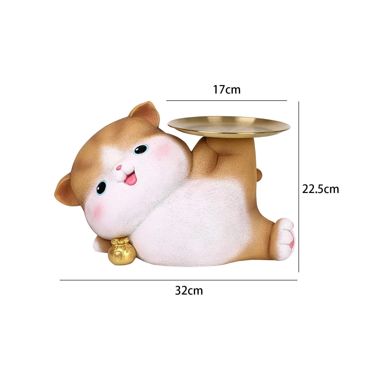 Cat Statue Keys Holder Decoration Gifts Resin Figurine Figurine Jewelry Trinket Tray for Cabinet Book Shelf Bathroom Office Home