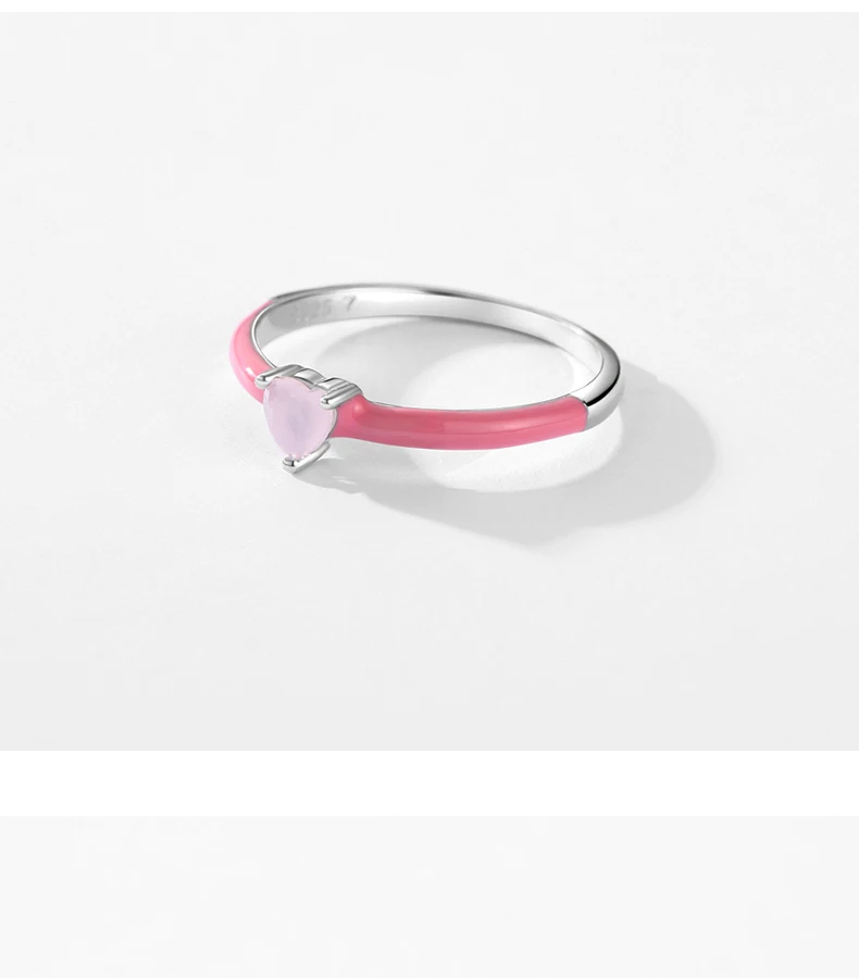Modian 925 Sterling Silver New Design Pink Enamel Ring Trendy Heart Opal Stackable Jewelry For Women Party Fine Jewelry Gift Modian 925 Sterling Silver New Design Pink Enamel Ring Trendy Heart Opal Stackable Jewelry For Women Party Fine Jewelry Gift