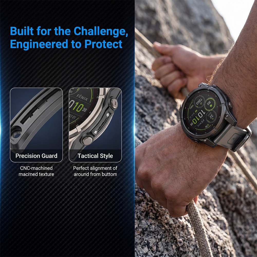 Garmin Fenix ??8/Quatix 8/Tactix 8 Pro Solar/AMOLED용 사이드 범퍼 스트립 충격 방지 보호용 충돌 방지 금속 액세서리