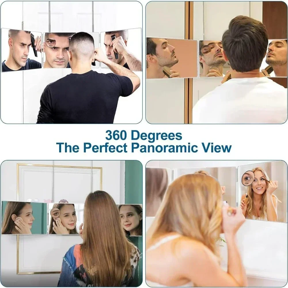 Magnifying Mirror 3Way Mirror with 10X Magnification For Hair Cutting
