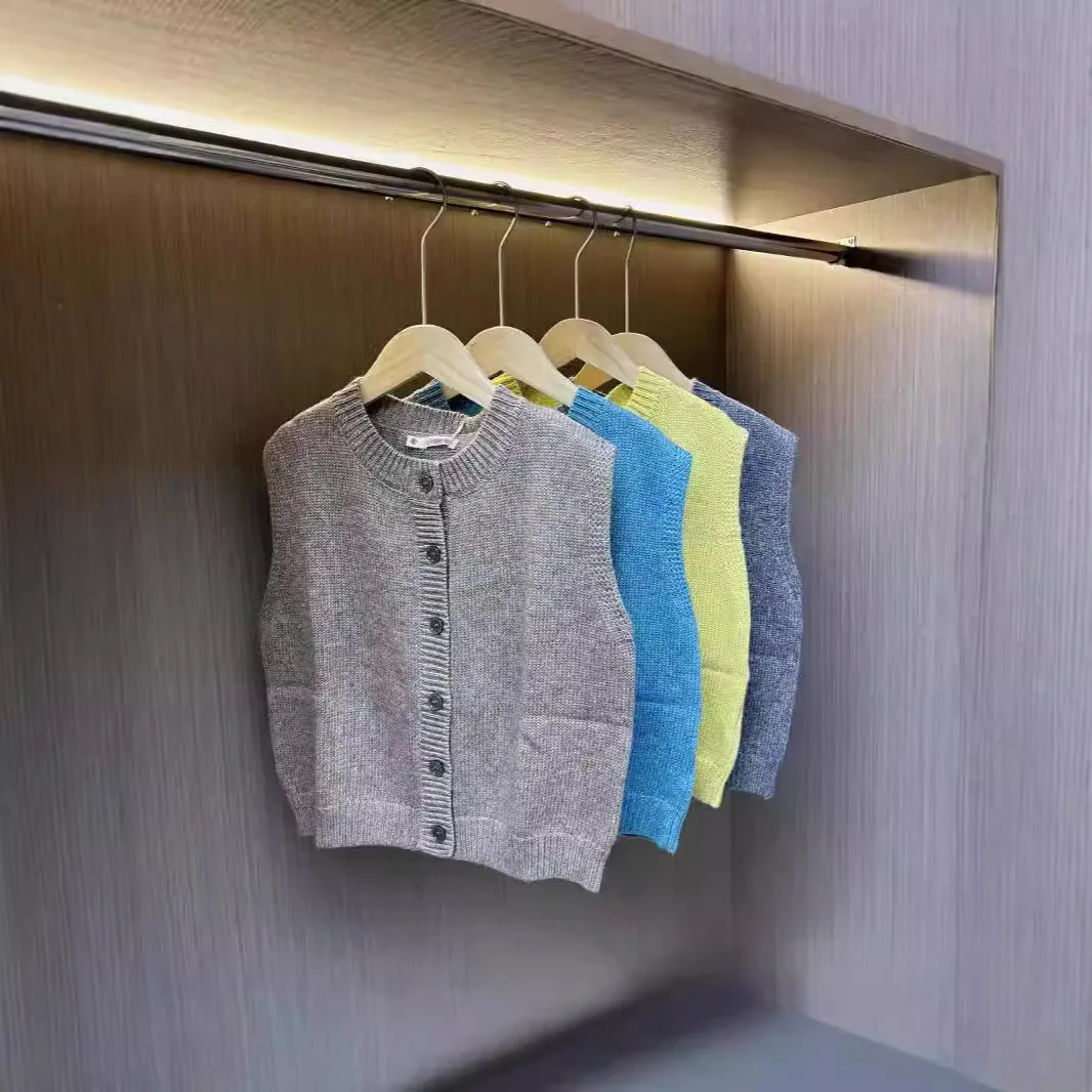 2025 Autumn and Spring New Style Children clothes Fashion and Simple Solid Color Comfortable Kids Sweater Vest