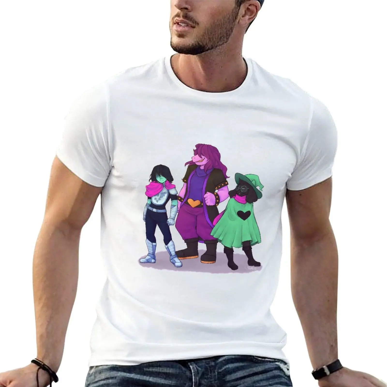 Футболка Kris Ralsei и Susie-Deltarune, Мужская хлопковая футболка большого размера