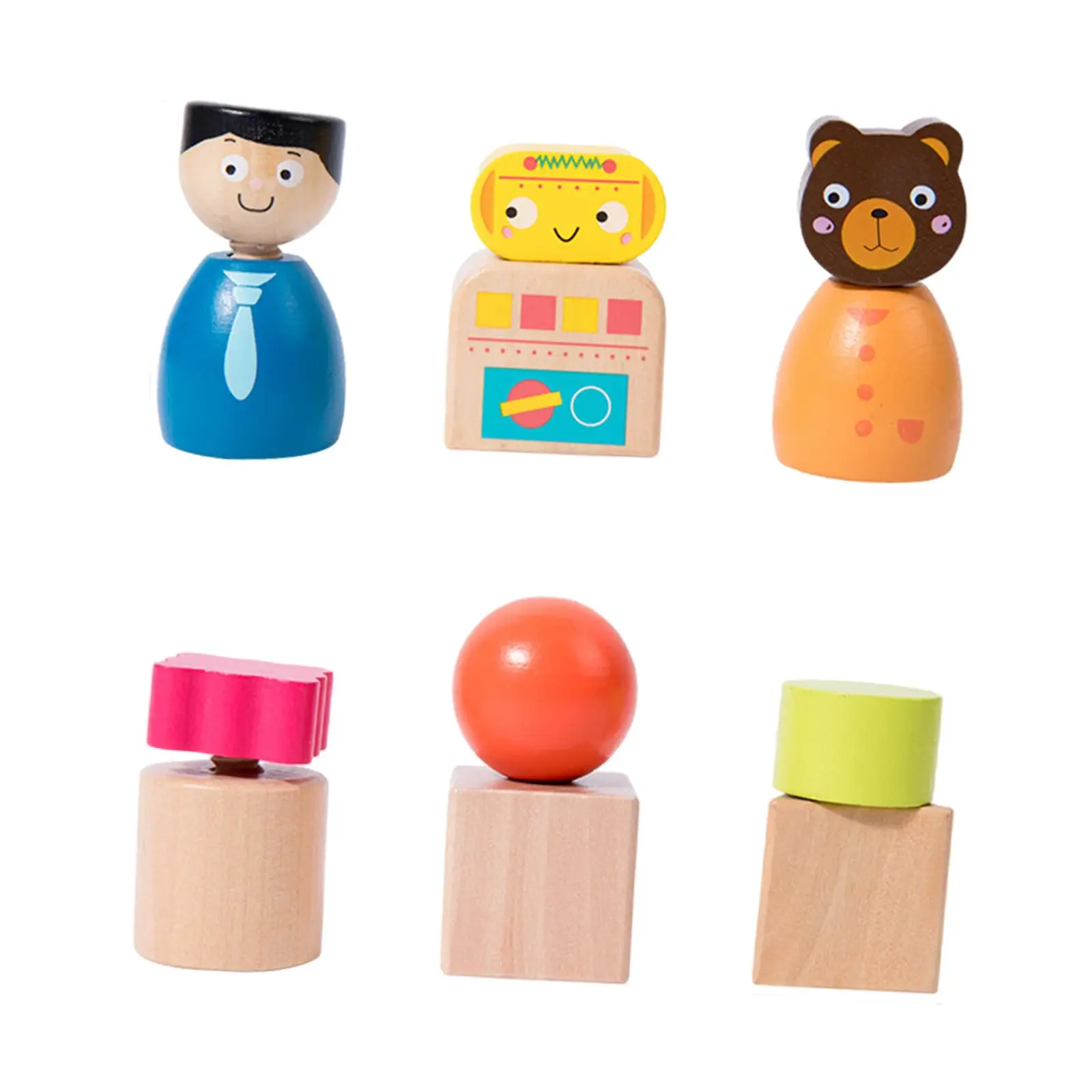 

6Pcs Wooden Nuts and Bolts Toys Screws Toys Creative Prentend Play Toys Set