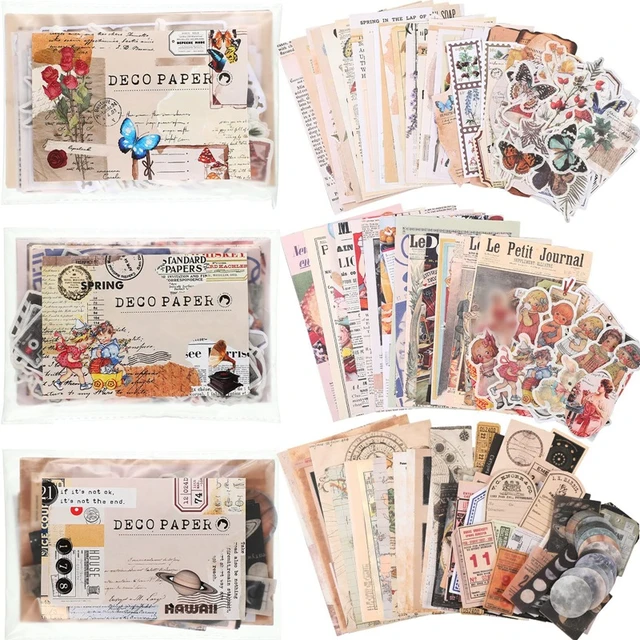 1000 Pieces Washi Sticker Set and Vintage Scrapbook Paper Journaling  Supplies, Including 200 Pieces Washi Stickers and 800 Pieces Journaling  Papers