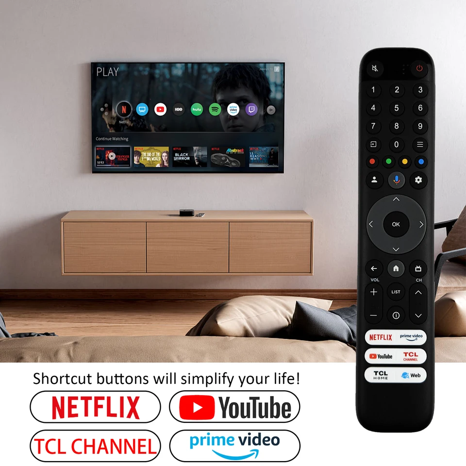 ALLIMITY Remplacer La Vocale Télécommande Adaptée à TCL LED 8K TV C631 43C631 50C631 55C631 65C631 75C631 C635K 43C635K 50C635K 55C635K 65C635K 75C635K R646 55R646 65R646 75R646 X925 65X925 75X925