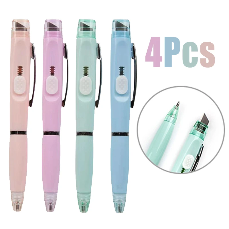 

4 Pcs/Set Creative 1.0mm Portable Art Knives Multifunctional Ballpoint Pens Student Paper Cutting Tools Office School Stationery