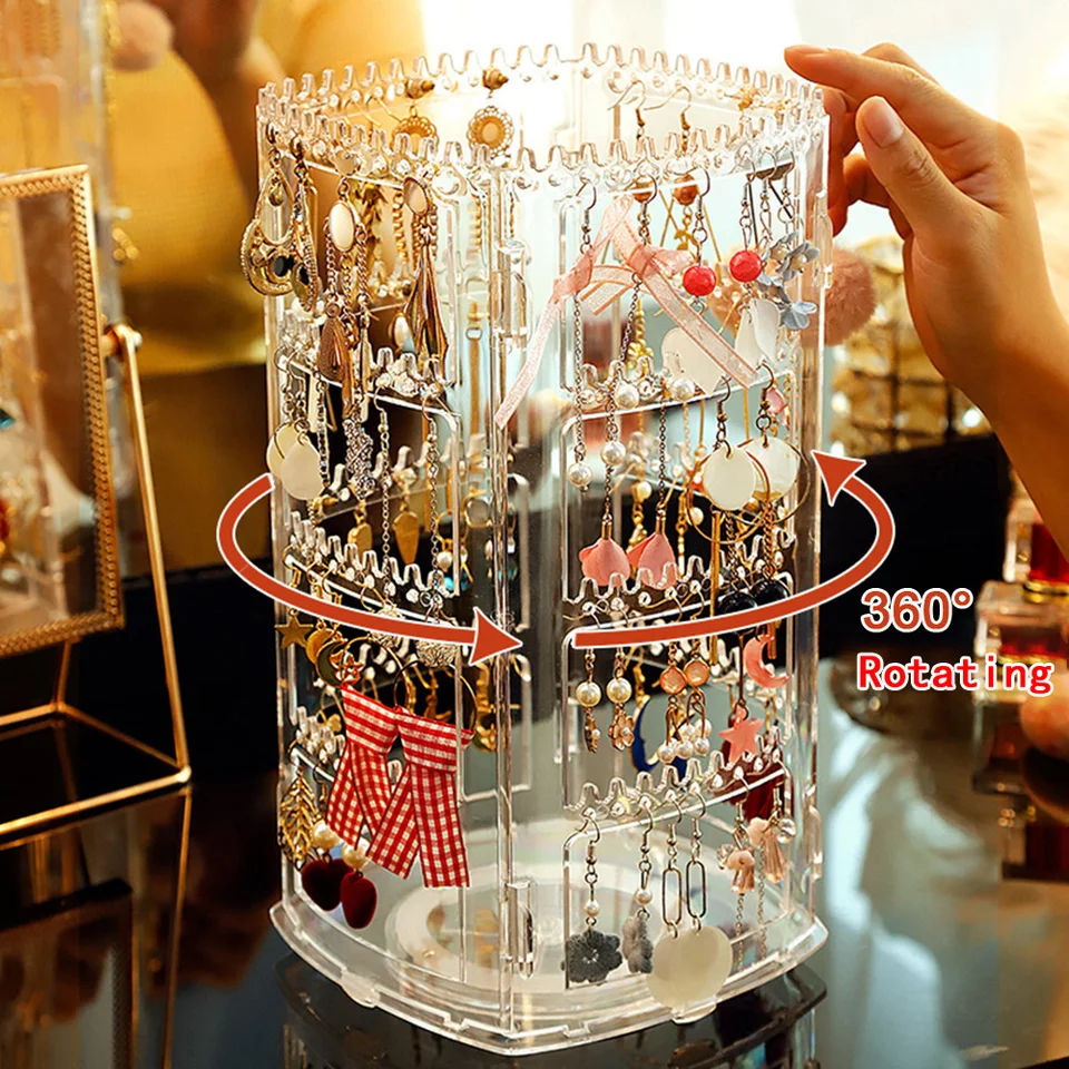 Pink Foldable Acrylic Jewelry Box With Mirror – Holds 150+ Earrings, Necklaces & Rings