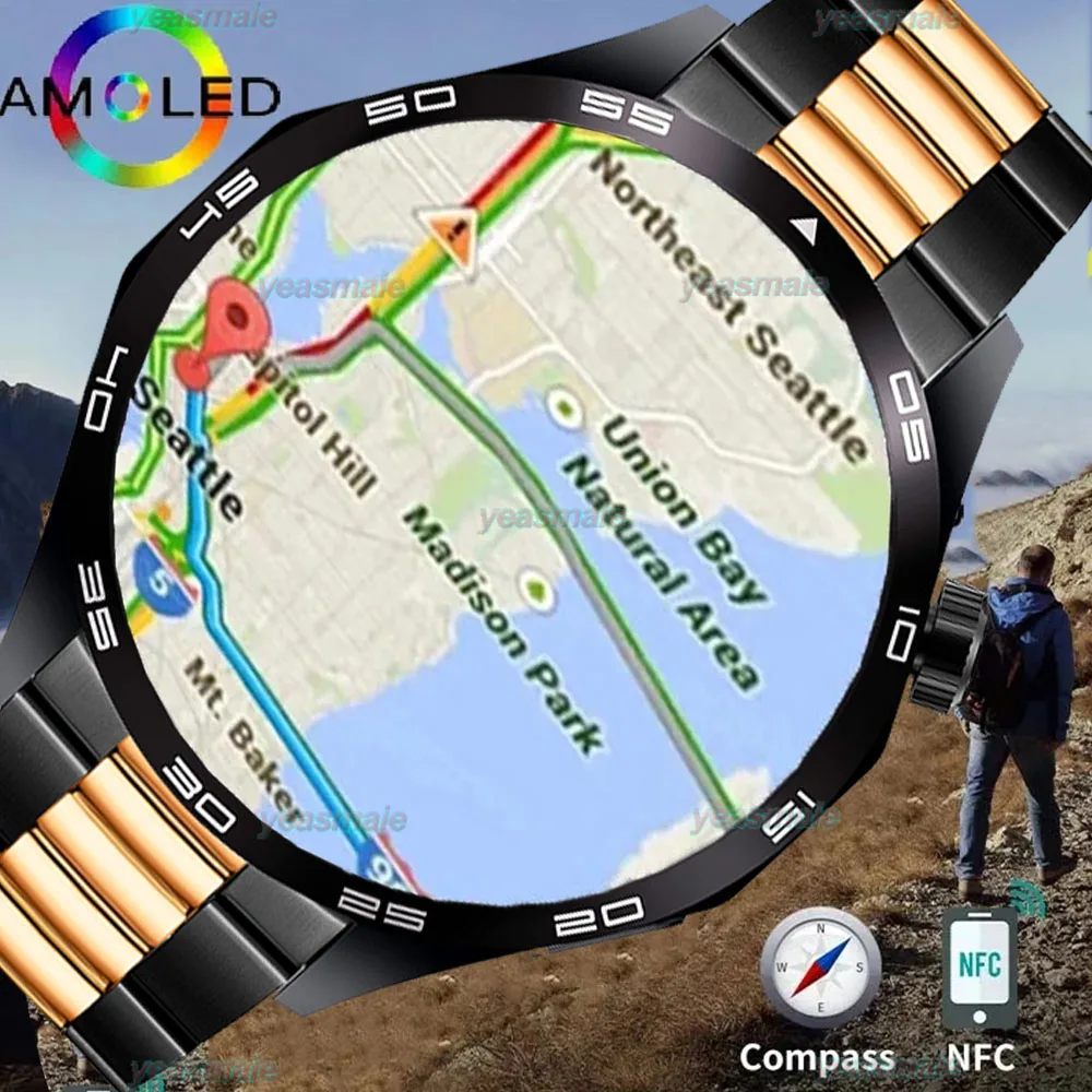 NFC 나침반 스마트 워치, 블루투스 통화, IP68 방수, 여성 GPS 스마트 워치 추적, AI 음성 비서 스마트 워치, 2024 신제품