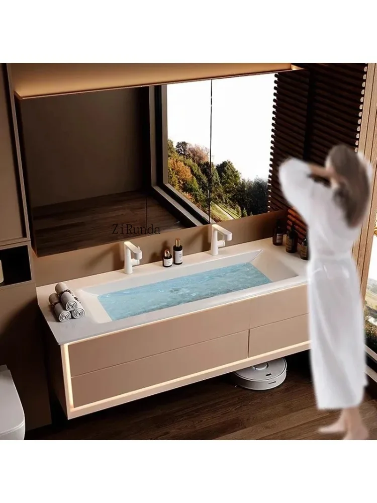 Nordic Cream Style Bathroom Cabinets Wall-mounted Fog Removal Smart Mirror Cabinets Fashion Simple Furniture Mueble Lavabo FYBC