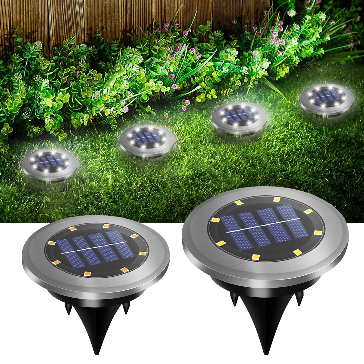 16pcs Solar Outdoor Lights Waterproof Solar Pathway Lights Bright In-Ground Lights for Garden Lawn Driveway Step and Walkway