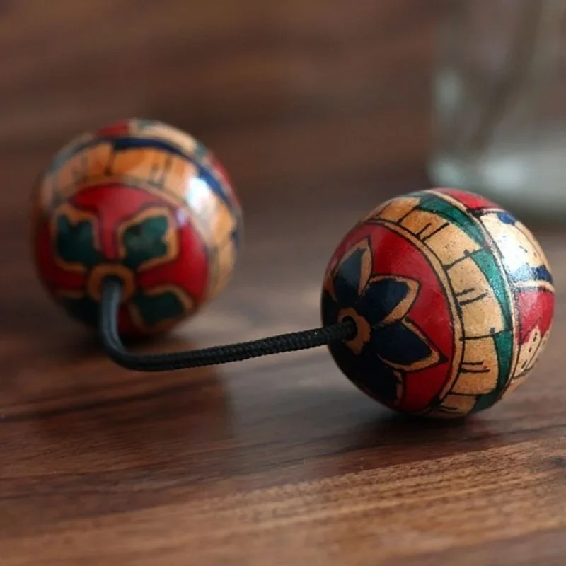 Indonesian Hand Drawn Sand Eggs Wooden Aslatuas Rhythmic Ball Shaker Single Handed Use Impact Music Instruments Niche Gifts