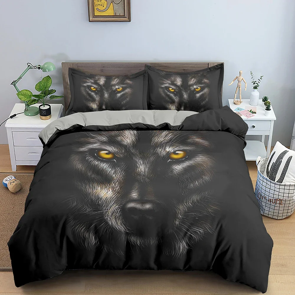 Moon Wolf Bohemia Cotton Duvet Cover 220x240 Winter Double Bed Set Couple Bed Quilt Covers Comforter Sets King Size Bedding Set