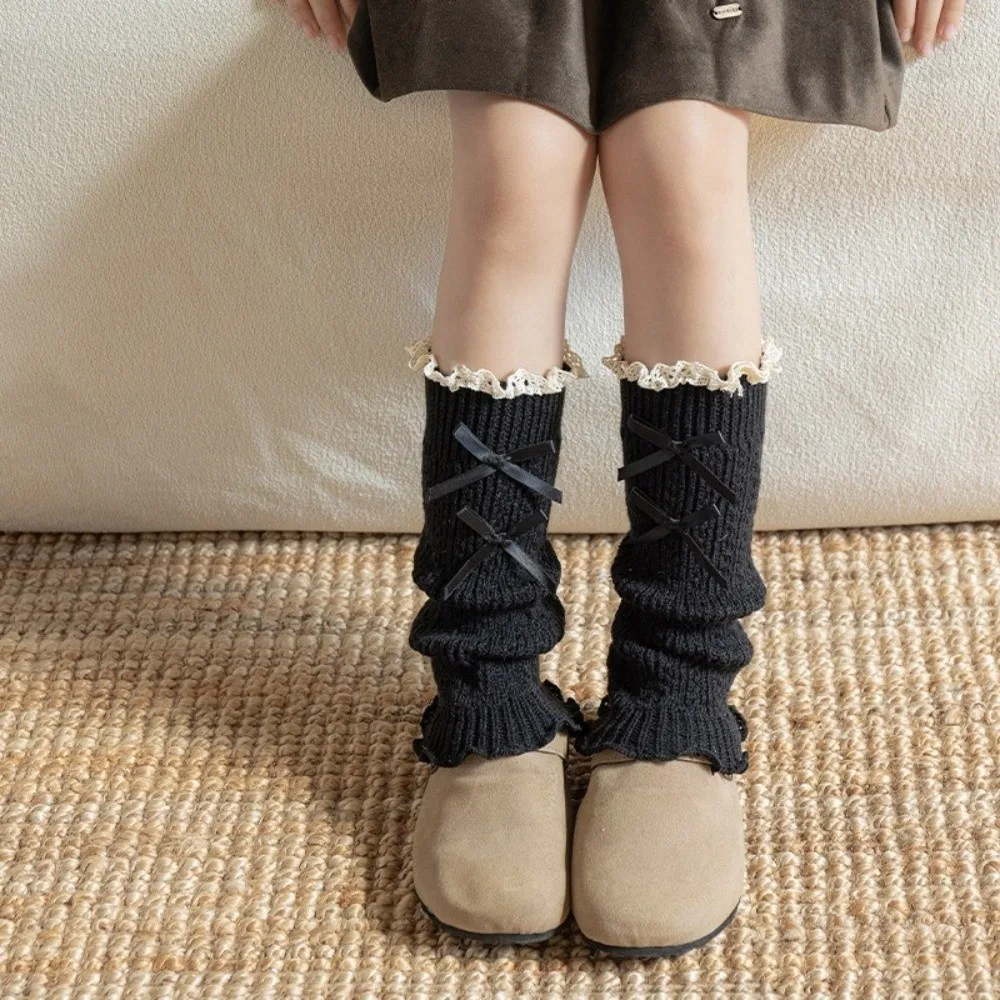 New Solid Color Leg Warmers Thickened Knitted Mid-Calf Sock Harajuku Lolita Middle Tube Socks Gift