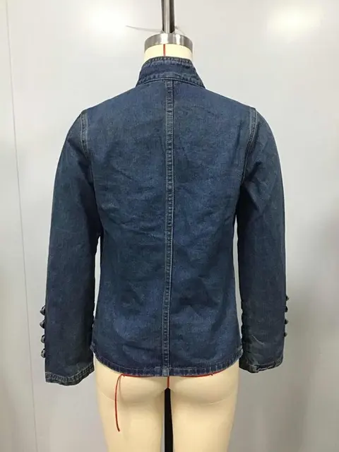 Women's Vintage Double Breasted Denim Jacket Slim Fit EuroAmerican Style Autumn Commuter Coat Casual Elegant Versatile Outerwear 4