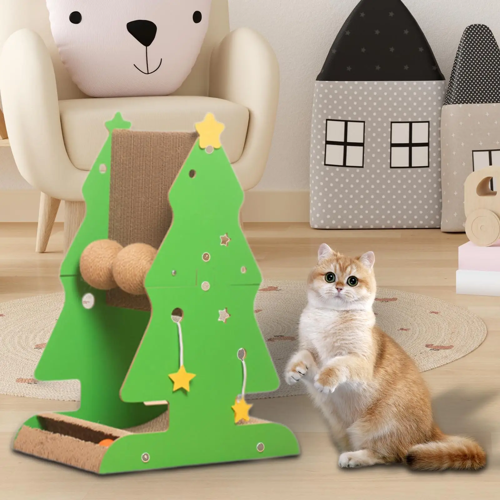 Cat Scratcher Christmas Tree Kitten Scratching Post for Indoor Cats Kitten