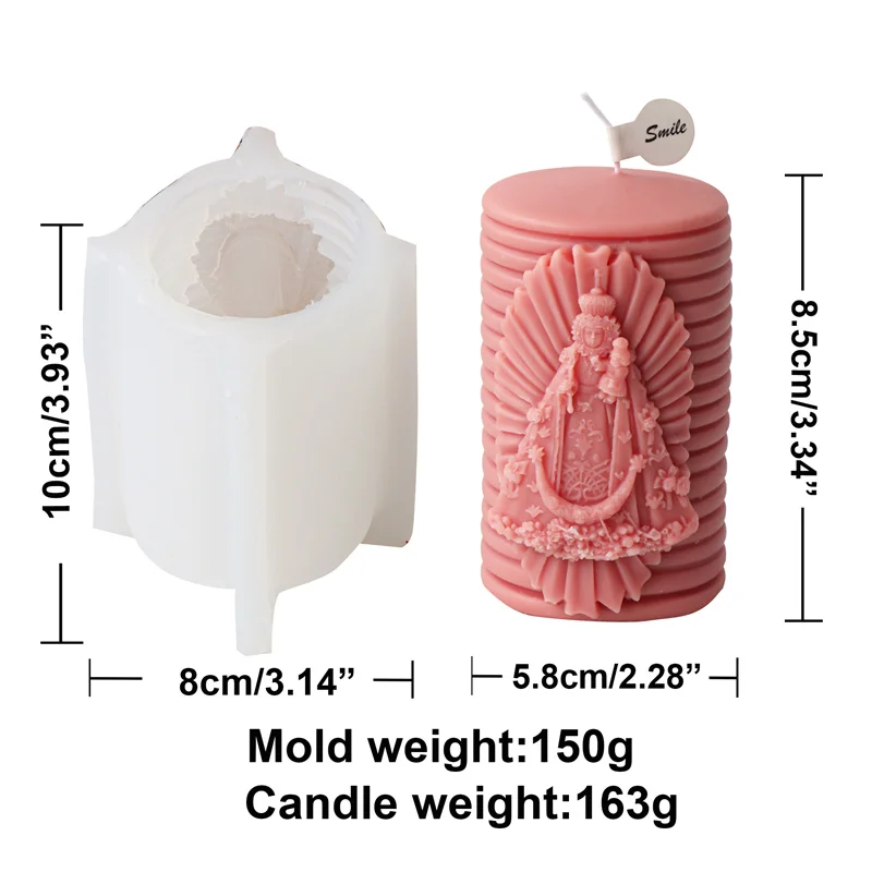 Elegant 3D Virgin Mary Silicone Candle Mold for Religious Home Decoration