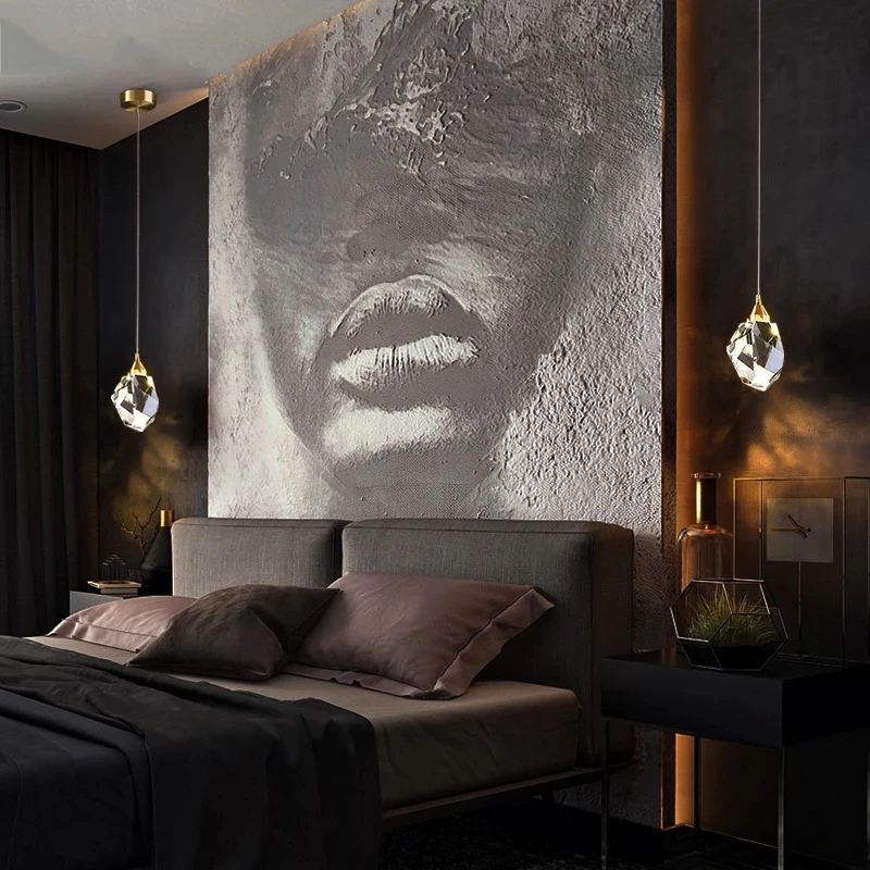 Nordic Crystal Pendant Light for Living Room Bar Hanging Lustre For Bedroom Bedside LED Wall Lights Indoor Lighting Fixtures
