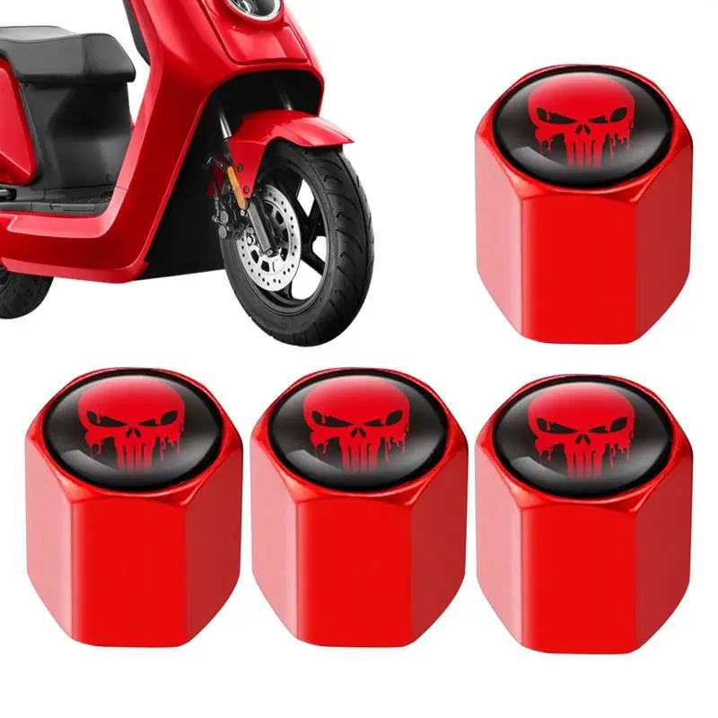 4 Pcs/Set Car Tire Valve Caps Skull Wheel Valve Caps Auto Tyre Air Valve Stem Caps Dust Cover Car Vehicles Motorcycles Styling
