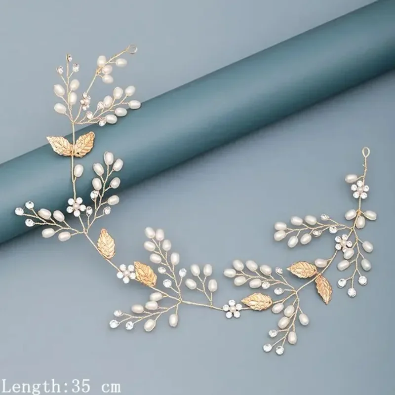Pearl Rhinestone Flower Headband Wedding Hair Accessories For Women Bridal Headband Hair Jewelry Light Gold Wedding Accessories