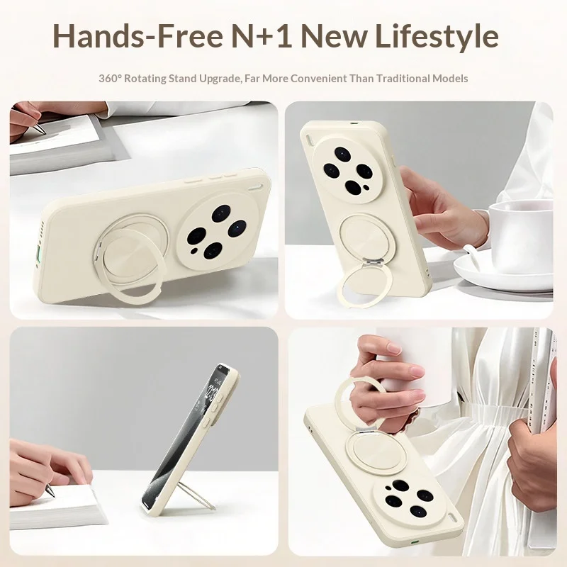 Premium Liquid Silicone Skin-Friendly Case with 360° Rotating Stand