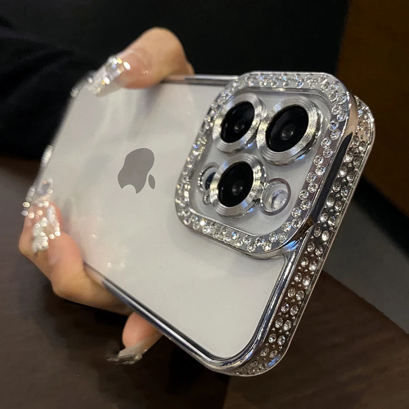 iPhone Case Luxury Diamond Glitter Transparent Soft Silicon Case For iPhone 16 15 14 Plus 13 12 11 Pro Max