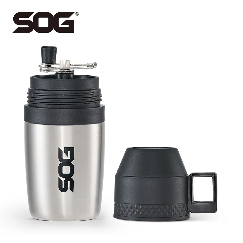 SOG 350ml 2-in-1 Portable Coffee Grinder Stainless Steel Cup Hand Mill Small Manual Bean Crusher Travel Camping supplies