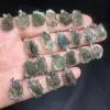 Unit One Piece 925 Silver Buckle With Good Quality Natural Moldavite Crystal Healing Random Shape Pendant 5