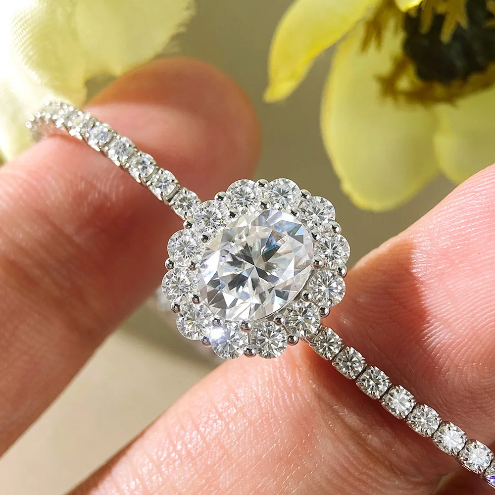 COSYA 럭셔리 타원형 컷 Moissanite 반지 목걸이 팔찌 세트 여성용 100% S 웨딩 신부 보석 고급 보석 선물