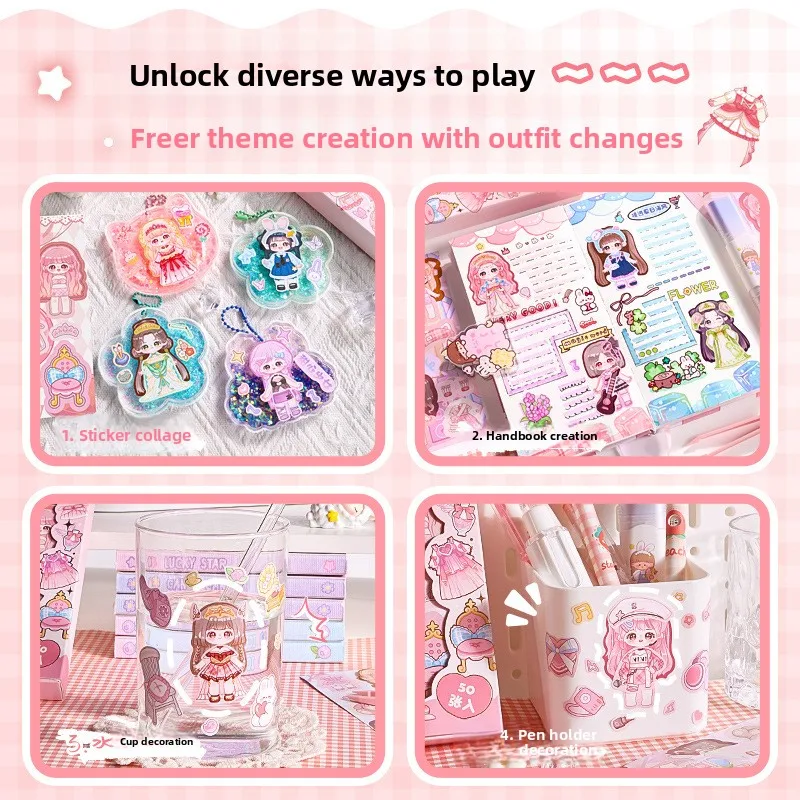 Cute Girl DIY Handmade Decorative Stiers for Water Cup Cartoon Sle Sti on Decals Children's Stationery Busin Supplies