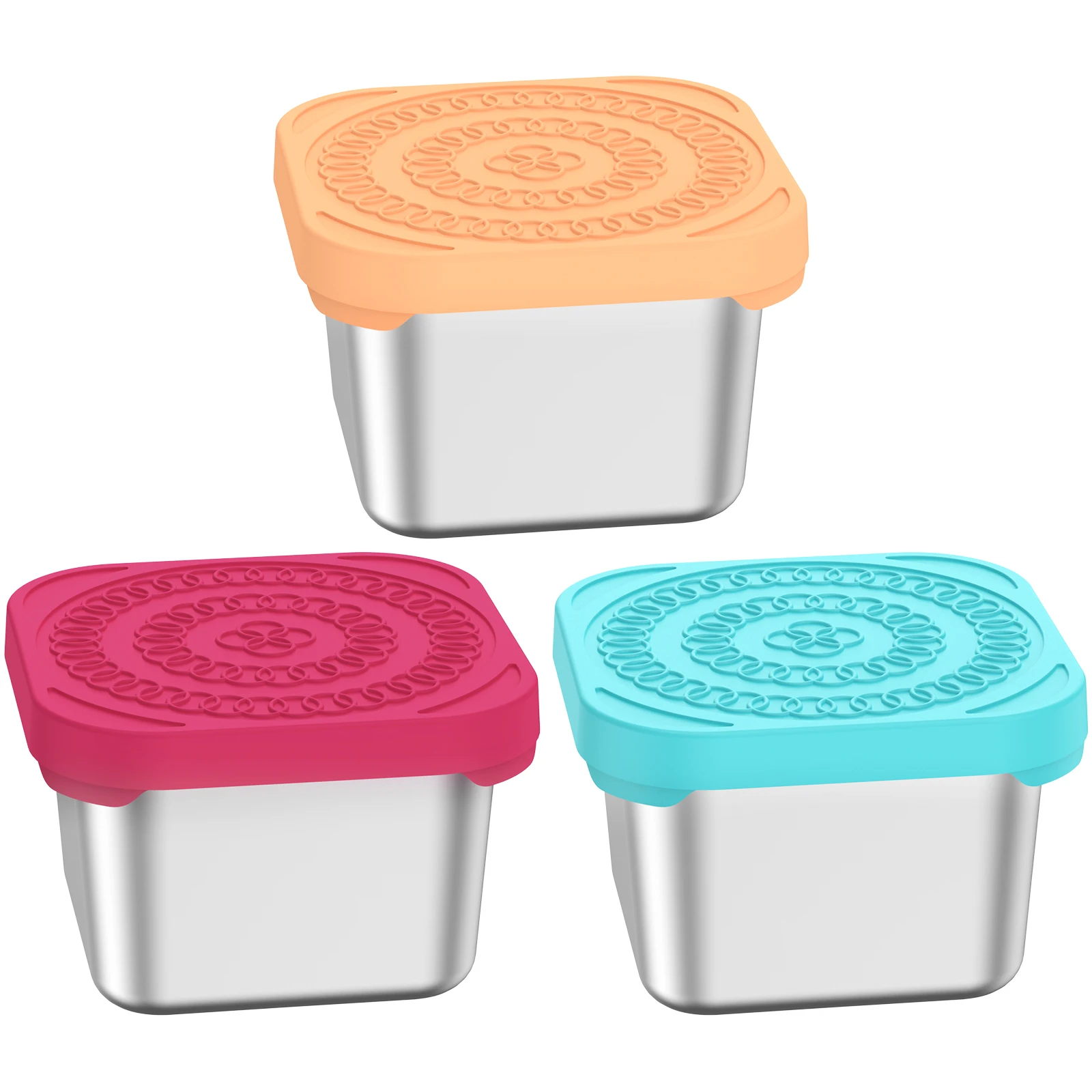 Set Di 3 Contenitori Per Alimenti In Acciaio Inox Con Coperchi In Plastica A Scatto 750 Ml Ch8850