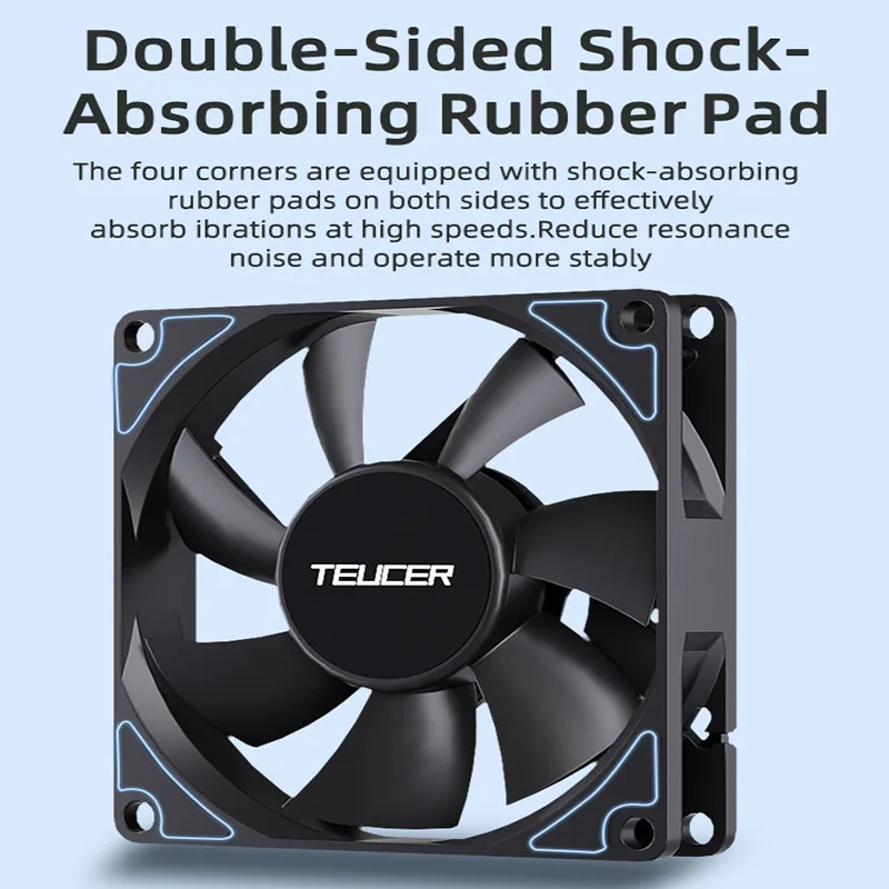 TEUCER 8015 Computer Case 80mm/92mm 4-pin PWM High Airflow Ultra-thin Cooling 1200-3000RPM Cascadable FDB Bearing Fan_voghion.com