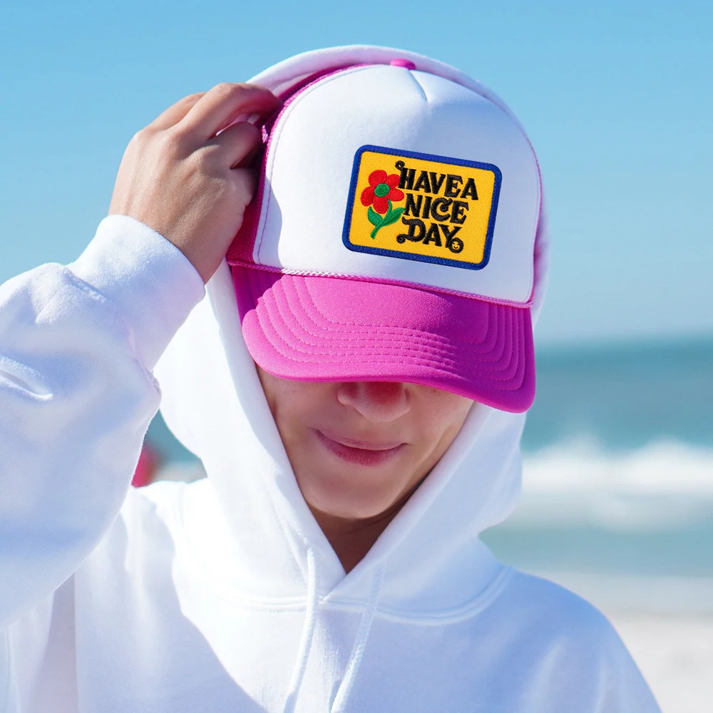 Have A Nice Day Trucker Hat  Embroidered Summer Mom Hat Flower Love Baseball Cap Party Hat Women Mesh Cap Couple Hat Her Gift 2