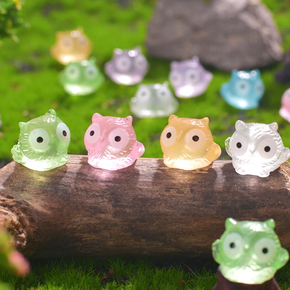 60 Mini Gufi Luminosi Al Buio In Resina Per Giardino Fatato E Decorazioni Fai Da Te (1,5 Cm)