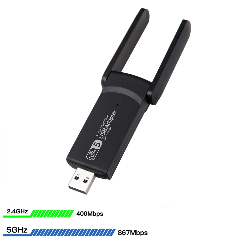 Adapter Wi Fi Dual Band 2-4G and 5G USB 3.0 5GHz 1300Mbps 2 Antenna