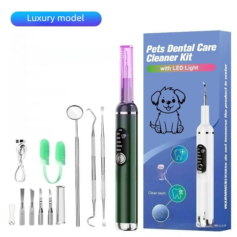 Pet Dog Dental Calculus Remover Pet Ultrasonic Scrubber Dog Tooth Flusher Oral Cleaning Device Cat Sonic Luxury Clean Supplies