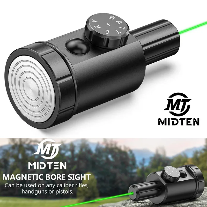 MidTen Magnetic Green Laser Bore Sight Kit Multiple Caliber Fit Rifle Rifling Scratch Proof for Sighting Scopes Hunting