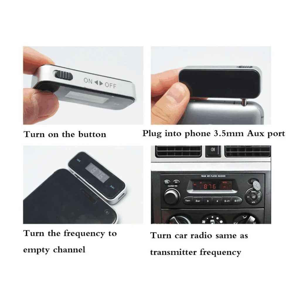 Elistooop 3.5mm jack Radio FM Transmitter Mini Wireless Adapter Handsfree Car Kit MP3 Music for Smartphone