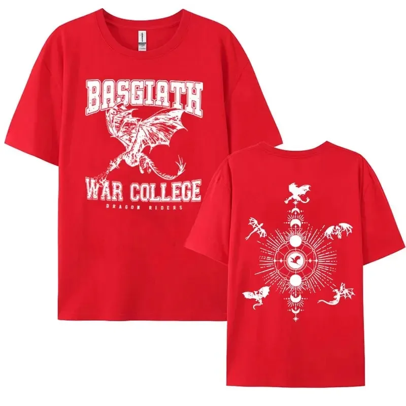 Fourth Wing Graphic T Shirt Basgiath War College Bookish Dragon Rider T-shirts for Men Vintage 100% Cotton Oversized T-shirt Y2k