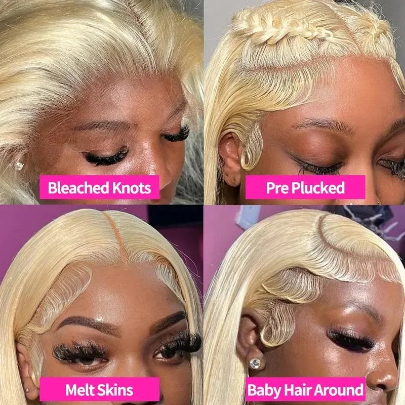 40Inch Straight Blonde 613 Blonde Human Hair Lace Frontal Wig 13x6 Transparent Blonde Lace Front Wigs Pre Plucked Human Hair Wig 3
