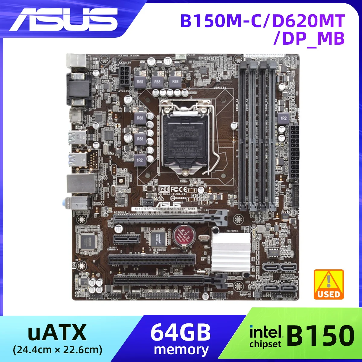 

ASUS B150M-C/D620MT/DP_MB Micro ATX DDR4 Intel B150 Used Motherboard LGA 1151 Supports i3 i5 i7 6100 6300 7100 7300 6500 7500