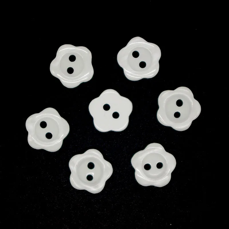 50pcs Resin Sewing Button Scrapbooking Flower White Two Holes 11mm Dia. Costura Botones decorate bottoni botoes 2